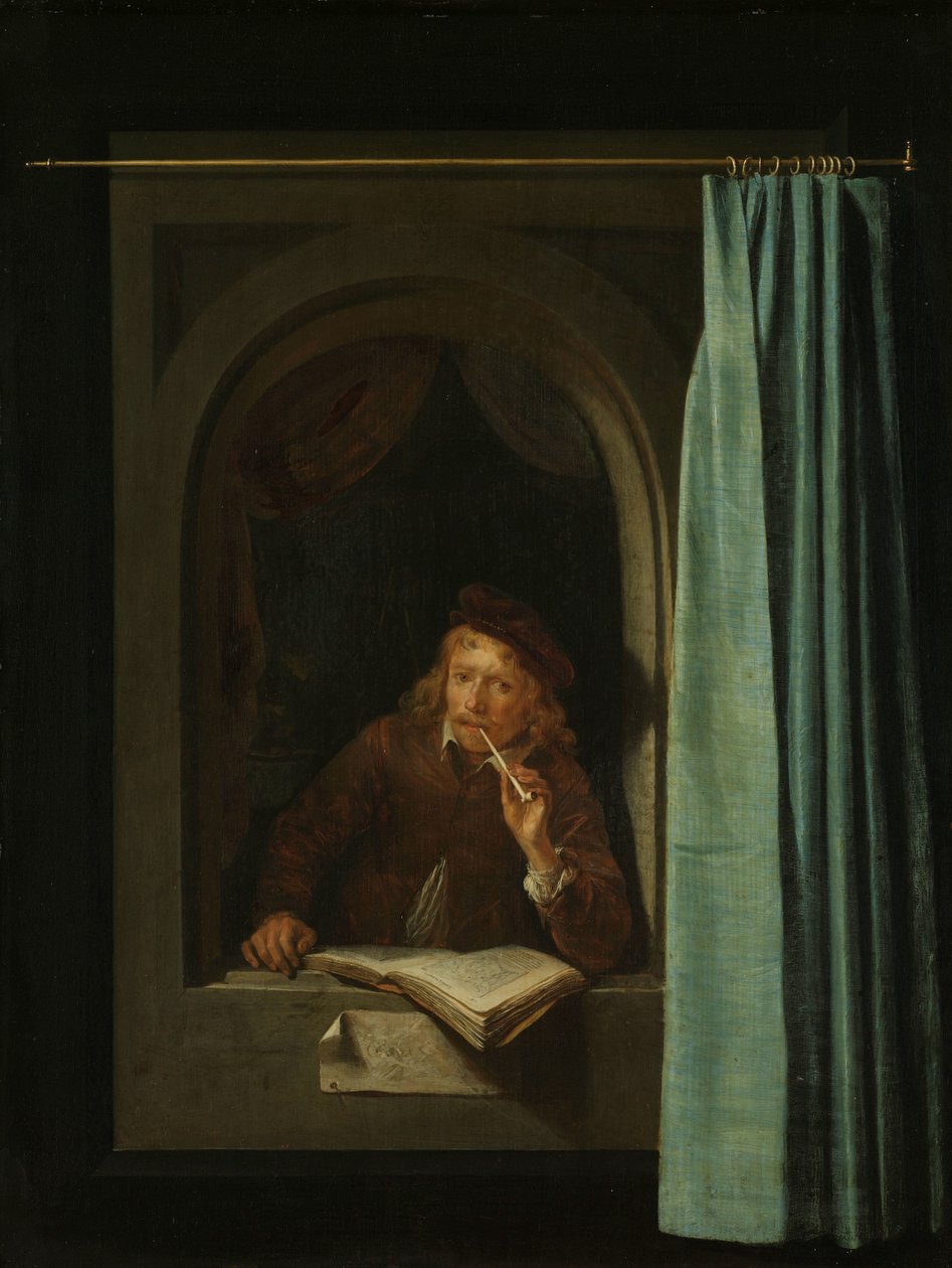 Hombre fumando en pipa de Gerrit Dou