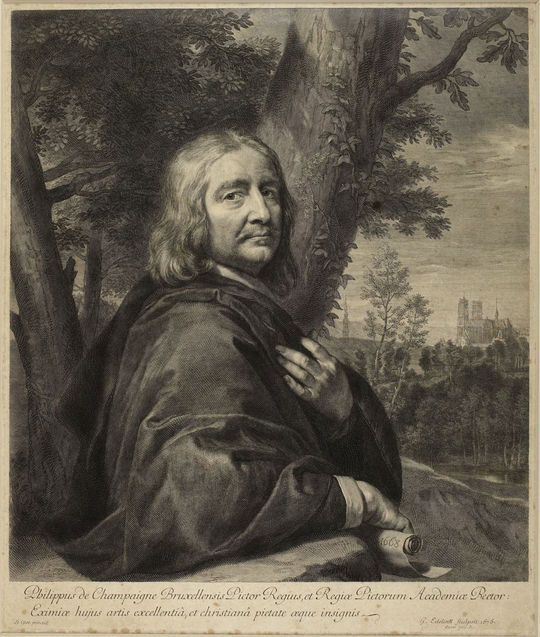 Philippe de Champaigne (Robert-Dumesnil VII, 239, n.º 164, Estado I) de Gérard Edelinck
