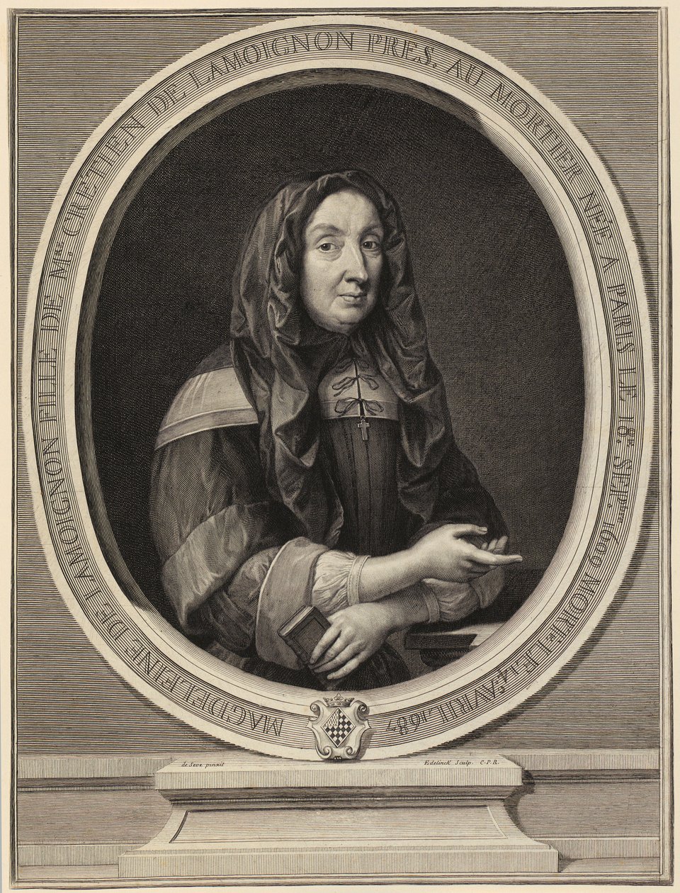 Retrato de Madeleine de Lamoignon de Gérard Edelinck