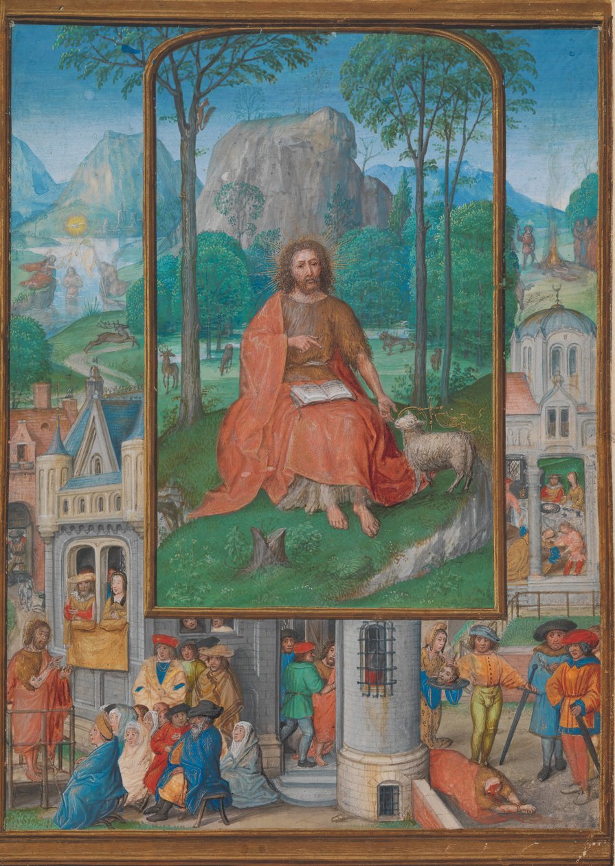 Iluminación de manuscrito con escenas de la vida de San Juan Bautista de Gerard Horenbout
