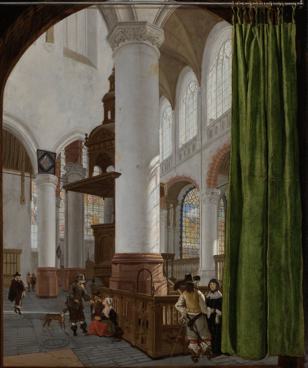 Interior de la Oude Kerk en Delft, 1654 de Gerard Houckgeest