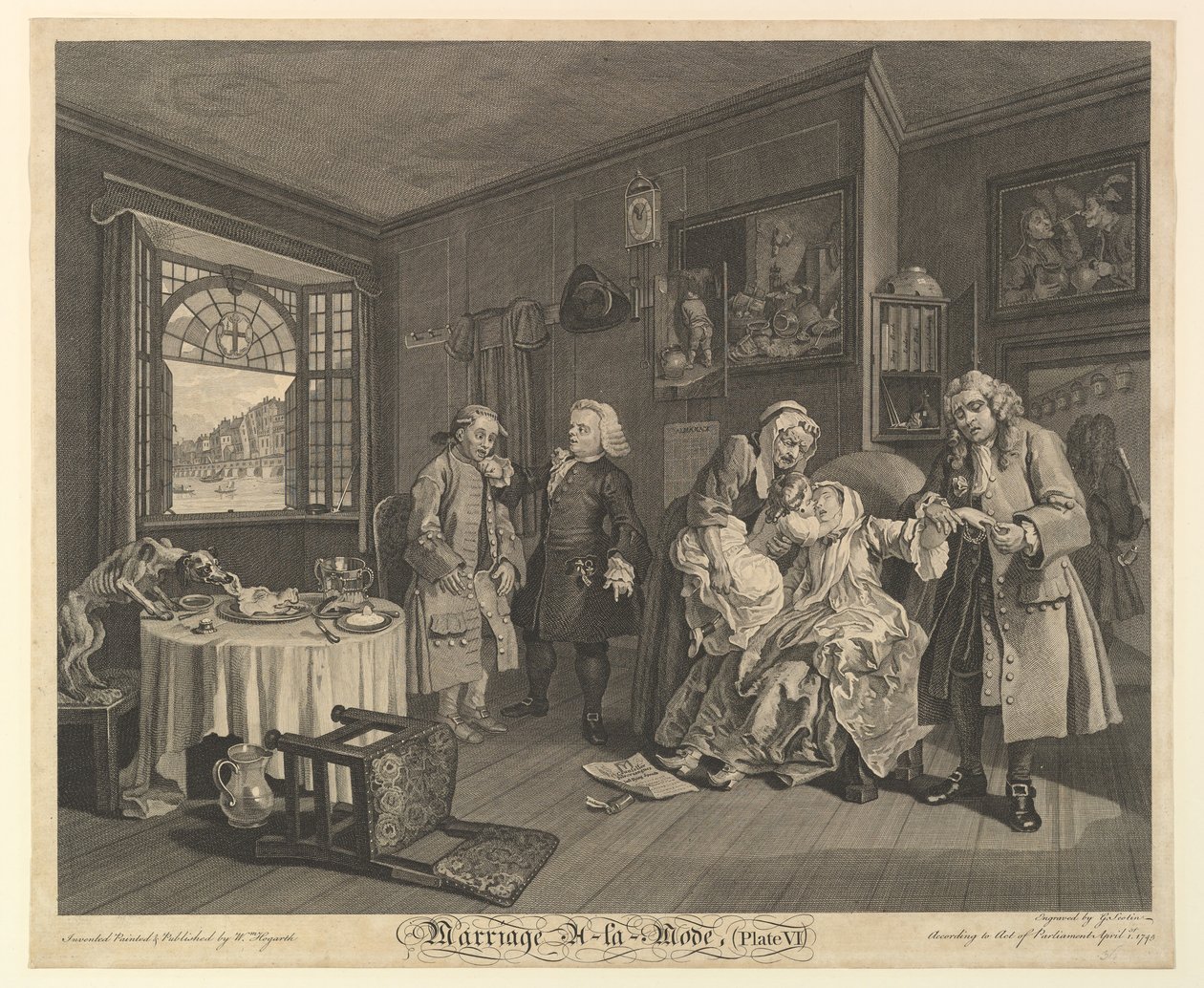 El matrimonio a la moda, Placa VI de Gerard Jean Baptiste Scotin