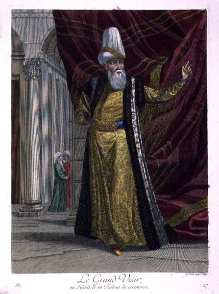 El Gran Visir, con túnica ceremonial y turbante de Gerard Jean Baptiste Scotin