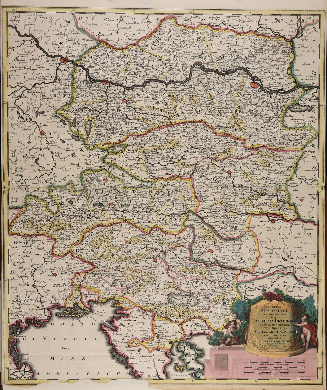 Circuli Austriaci orientalior pars in qua Austria propria et ab ea dependentes tum ducatus Stiriae, Carintiae, Carniolae tum comitatus hisce inclusi Cillensis et Goritiae singuli subdivisi de Gerard Valck