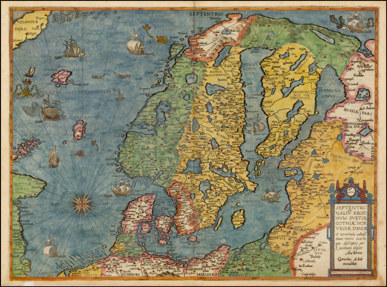 Mapa del norte de Europa de 1593 por Gerard de Jode de Gerard de Jode