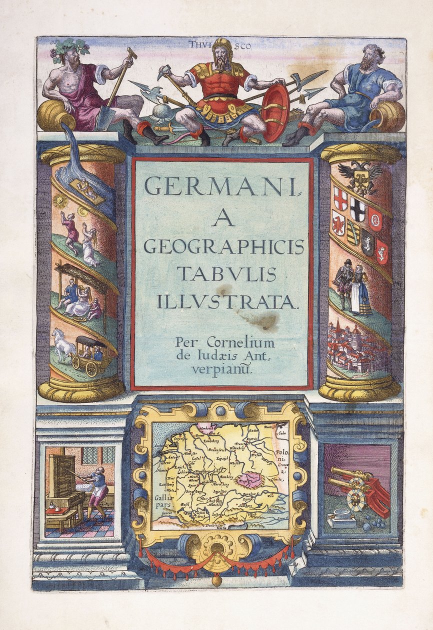Página de título de la parte 2, "Germania geographicus tabulis illustrata", 1593 de Gerard de Jode