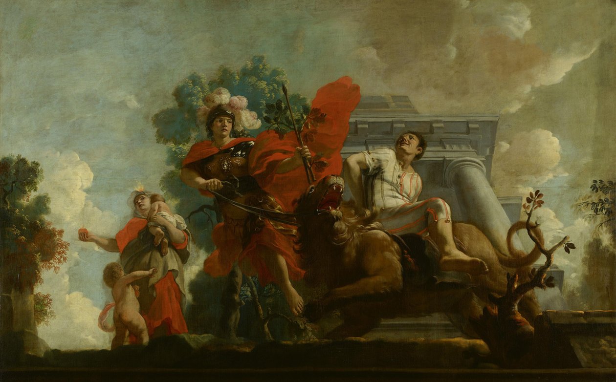 La Fortitudo refrena la locura: representación alegórica del cuidado de los leprosos y los necios de Gerard de Lairesse