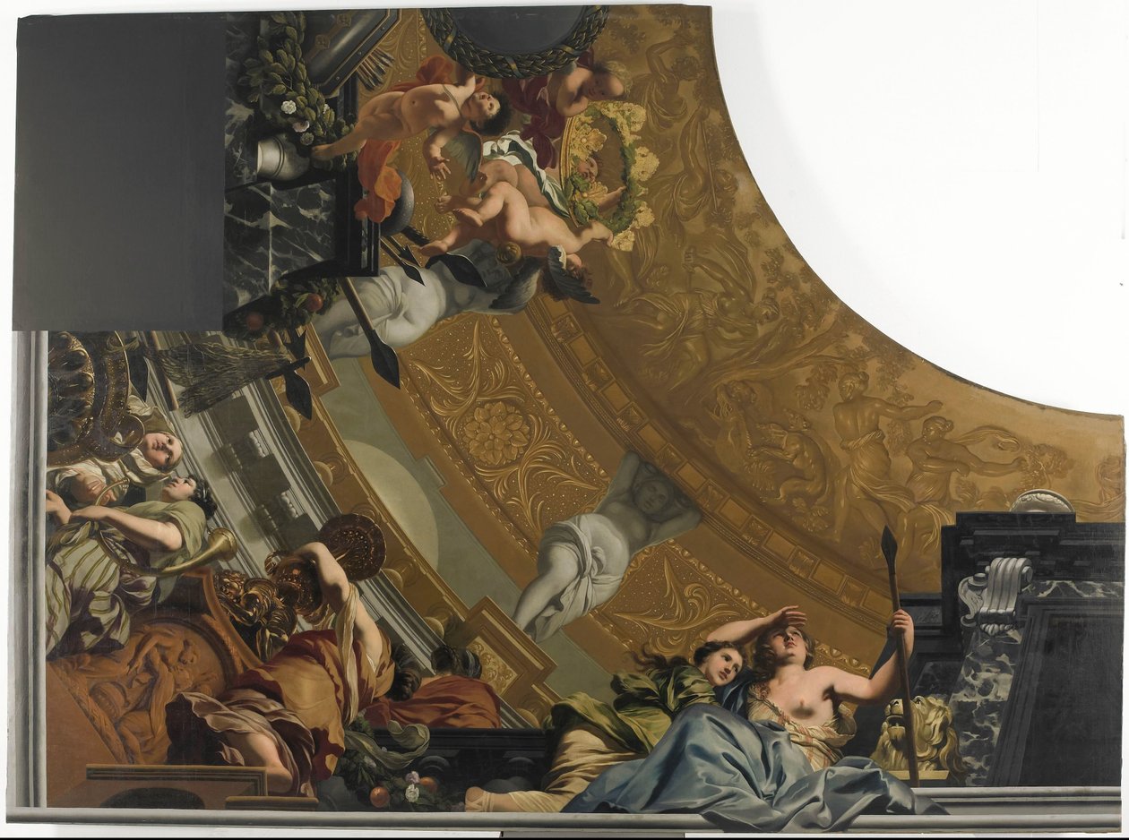 Parte (inferior izquierda) de un cuadro del techo con Diana y sus acompañantes como escena principal de Gerard de Lairesse