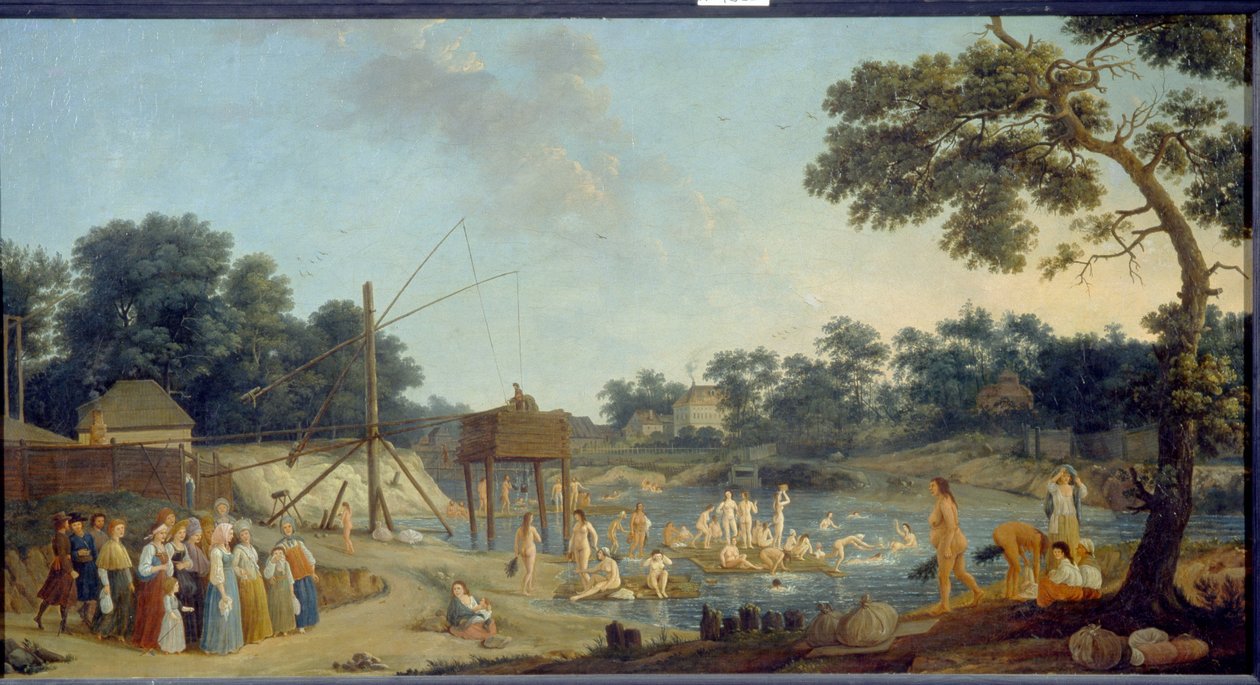 Vista de las Casas de Baños Serebryanicheskaya en Moscú, Óleo sobre lienzo de Gerard de la Barthe - Museo Estatal Ruso, San Petersburgo de Gerard de la Barthe