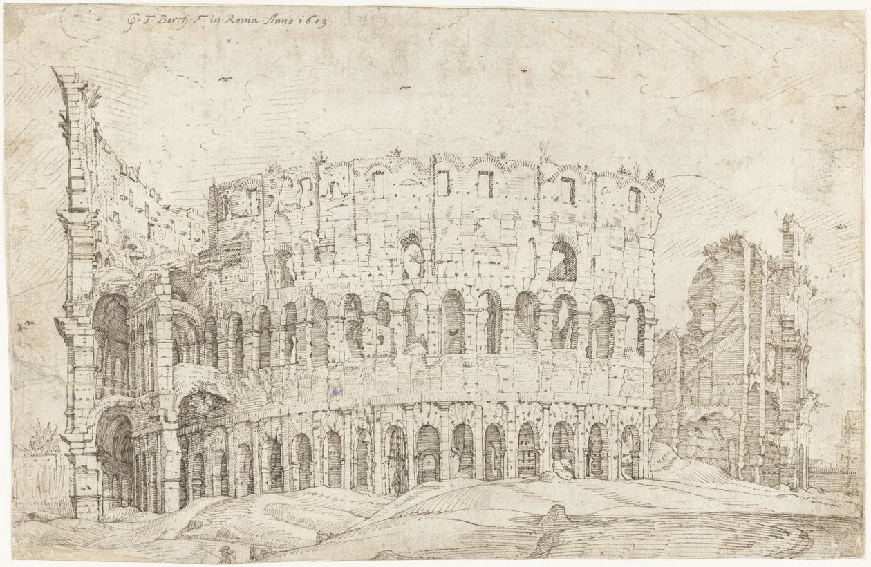 Exterior de las ruinas del Coliseo, Roma de Gerard ter Borch