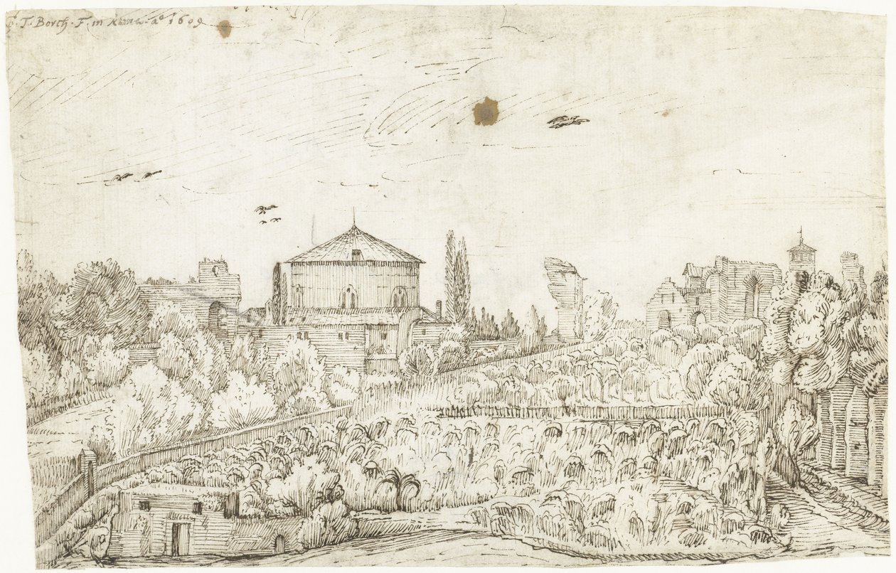Vista del San Stefano Rotondo, Roma, desde el norte de Gerard ter Borch