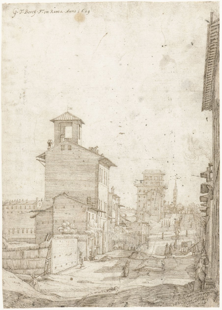 Vista de la Via Panisperna a Santa Maria Maggiore, Roma de Gerard ter Borch