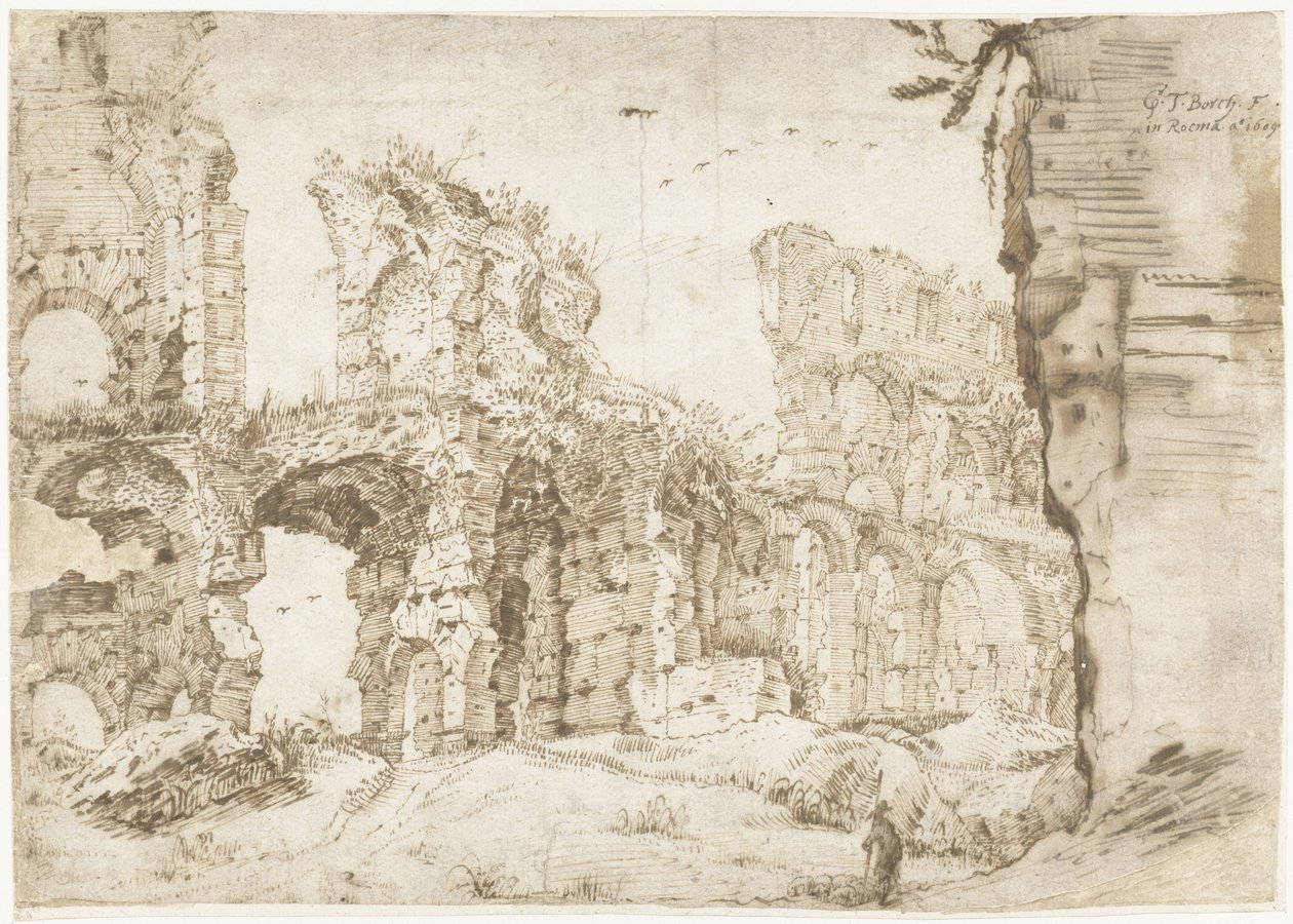 Ruinas del Coliseo, Roma, vistas desde dentro de Gerard ter Borch