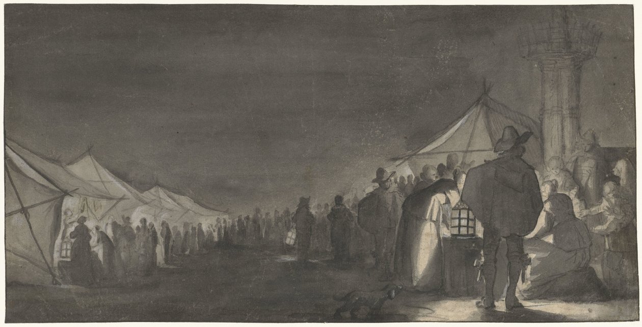 El Melkmarkt de Zwolle, por la noche de Gerard ter Borch (II)
