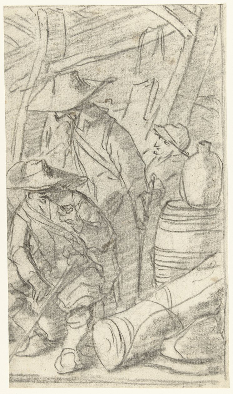 Tres hombres en un campamento del ejército. de Gerard ter Borch (II)