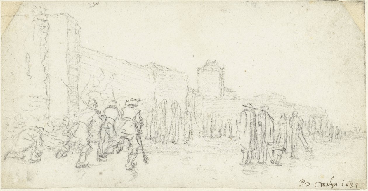Entretenimiento sobre hielo en Zijlpoort en Haarlem de Gerard ter Borch (II)