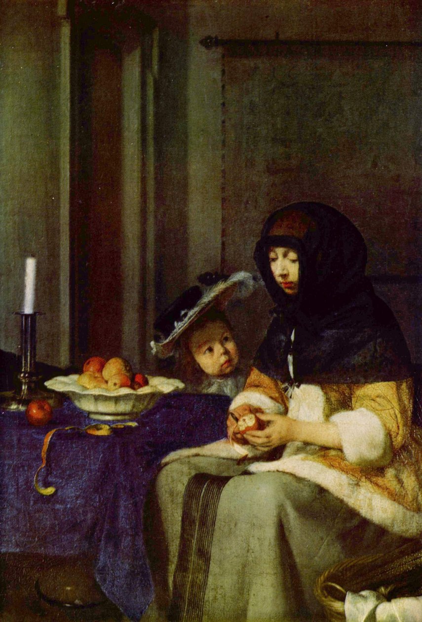 Alemán: Apfelschälerin Pelador de manzanas de Gerard ter Borch