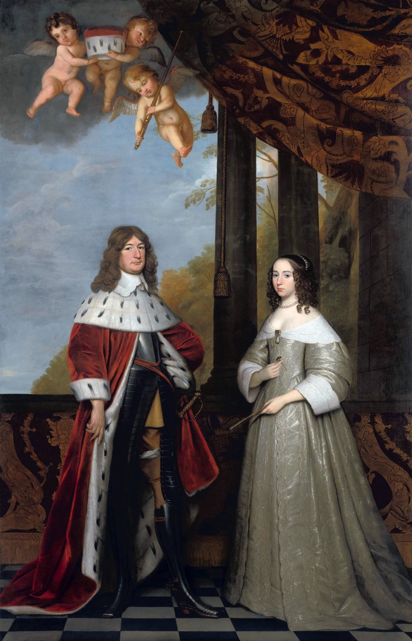 Retrato de Federico Guillermo, elector de Brandeburgo, y su esposa Luisa Henriette, condesa de Orange-Nassau de Gerard van Honthorst