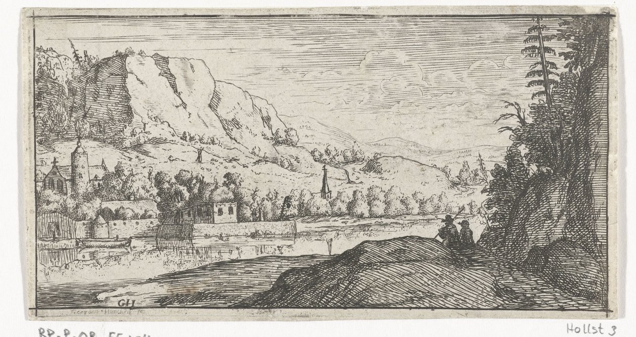 Río en un paisaje de montaña de Gerard van Honthorst