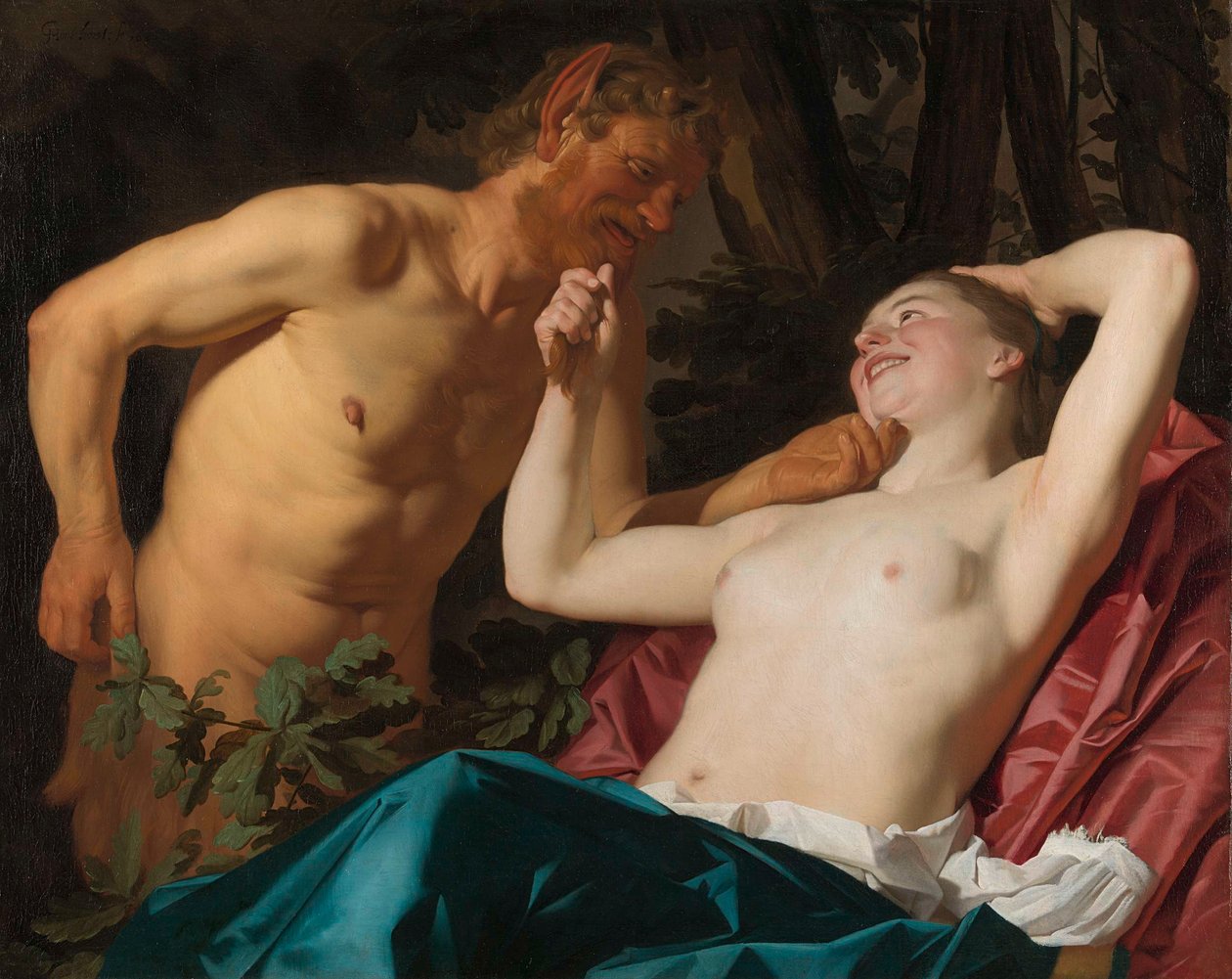 Sátiro y ninfa de Gerard van Honthorst