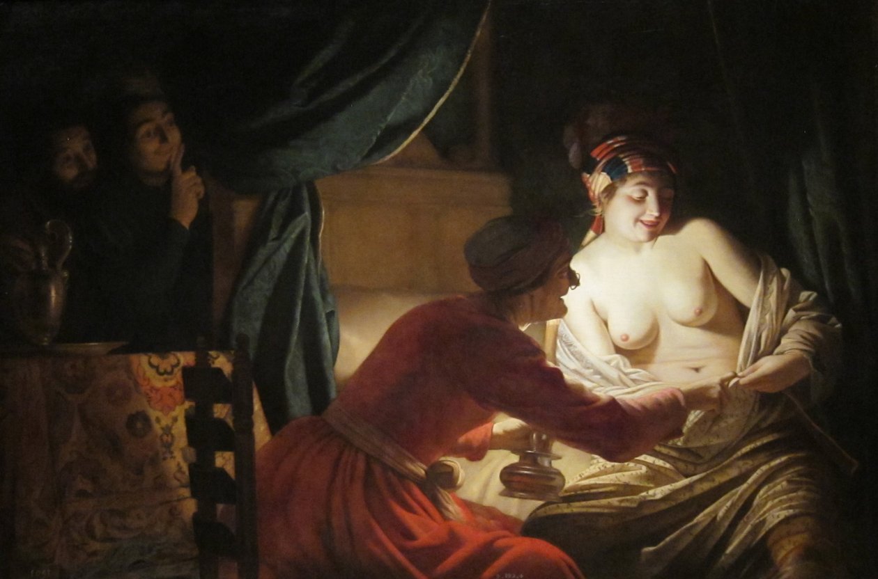 La caza de la pulga de Gerard van Honthorst
