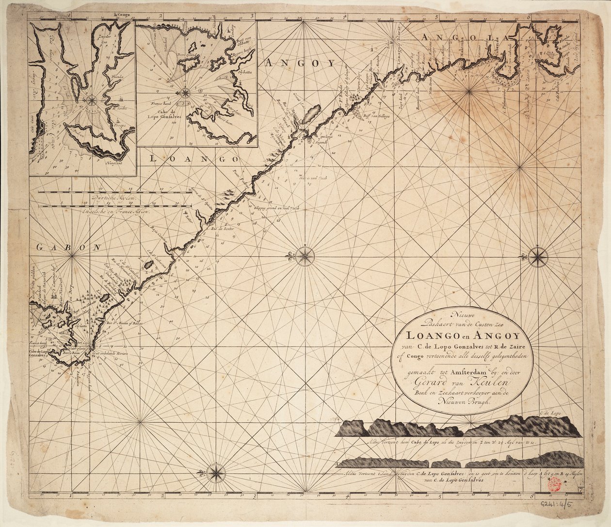Carta del Golfo de Guinea, África, principios del siglo XVIII (grabado) de Gerard van Keulen