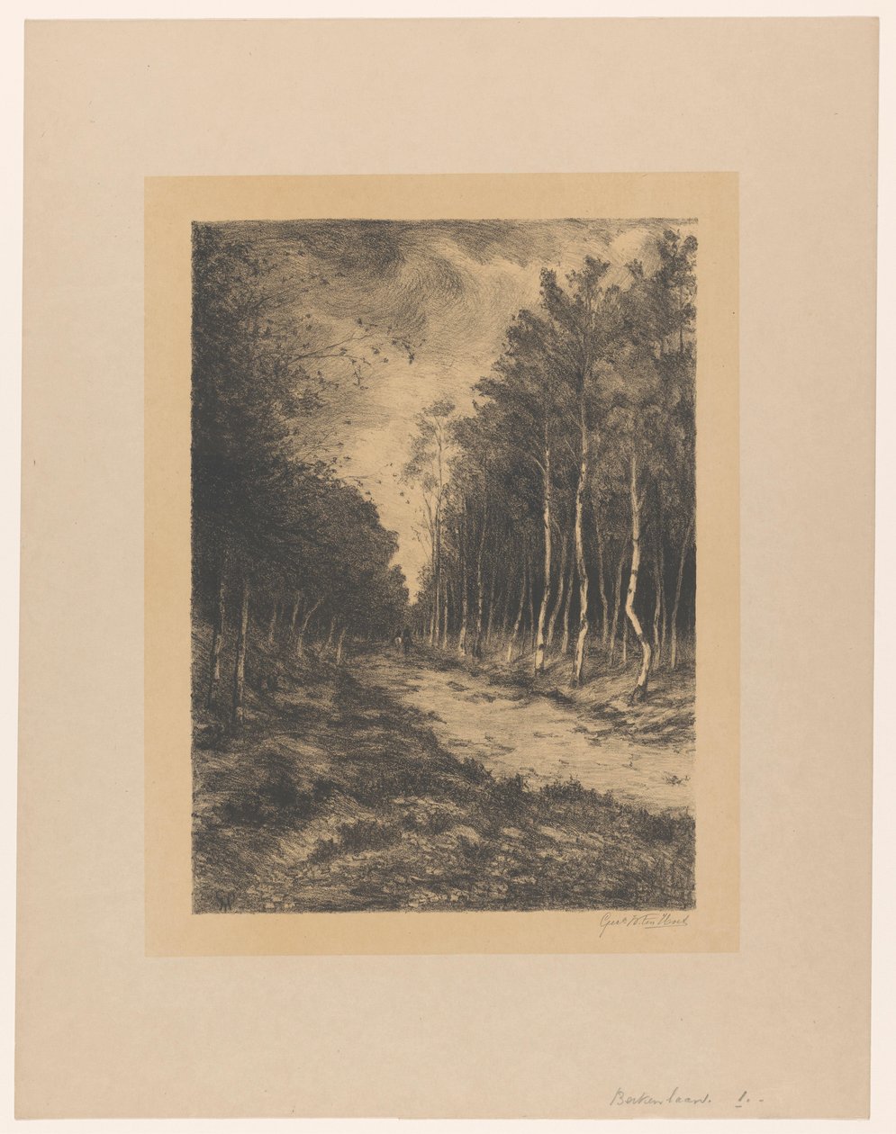 Camino del bosque con dos jinetes
Avenida de los abedules (título en el objeto) de Gerarda Wilhelmina ten Hoet (signed by artist)