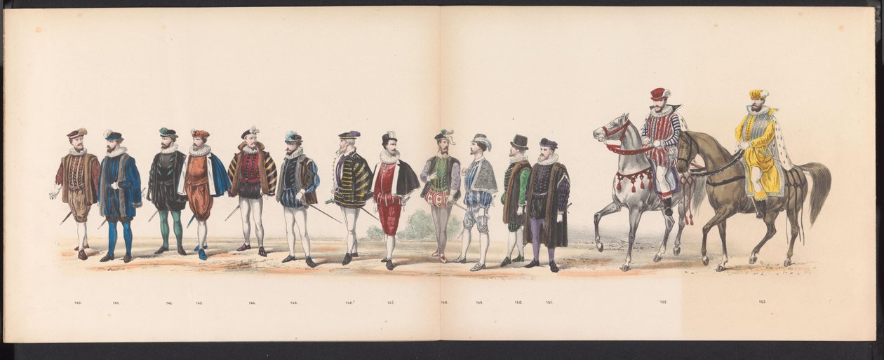 Mascarada de los estudiantes de Leiden, 1870 (lámina 12) Procesión de disfraces realizada por los miembros del cuerpo de estudiantes de Leiden el 7 de junio de 1870, en celebración del 295 aniversario de la Leidsche Hoogeschool, que representa una visita a de Gerardus Johannes Bos