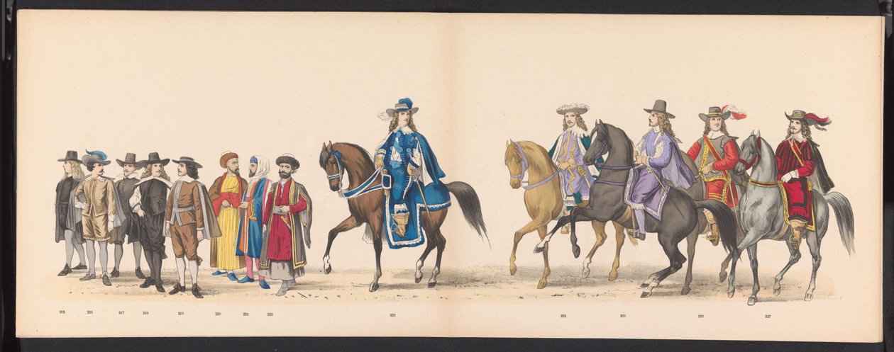 Mascarada de los estudiantes de Leiden, 1875 (lámina 15) Mascarada realizada por los miembros del cuerpo de estudiantes de Leiden el 15 de junio de 1875 en celebración del 300 aniversario de la Leidsche Hoogeschool, que representa la Leidsche Hoogeschool,  de Gerardus Johannes Bos