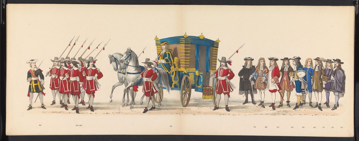 Mascarada de los estudiantes de Leiden, 1875 (lámina 18) Mascarada realizada por los miembros del cuerpo de estudiantes de Leiden el 15 de junio de 1875 en celebración del 300 aniversario de la Leidsche Hoogeschool, que representa la Leidsche Hoogeschool,  de Gerardus Johannes Bos