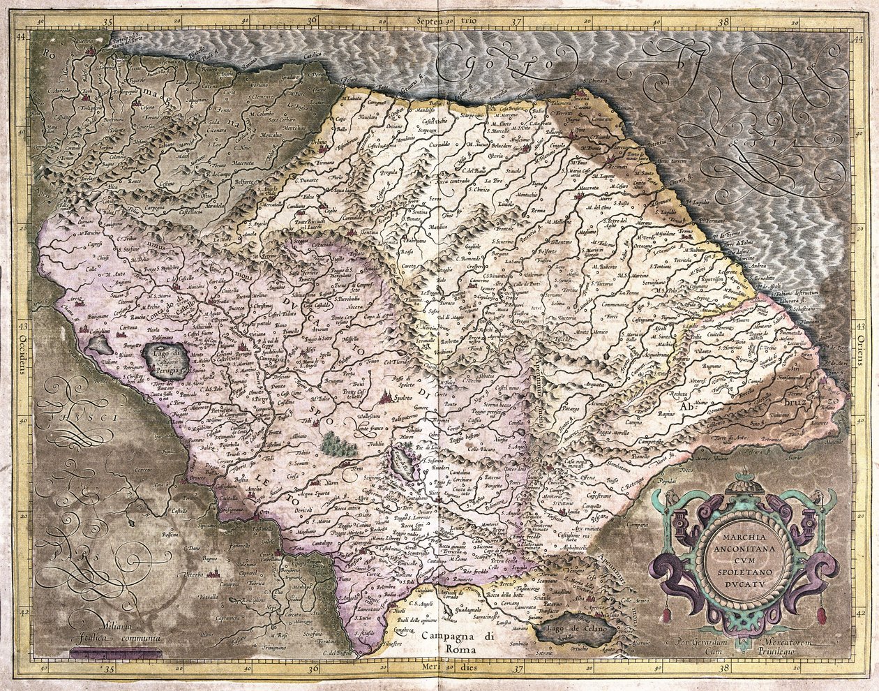 Ancona y Spoleto, Italia (grabado) de Gerardus Mercator
