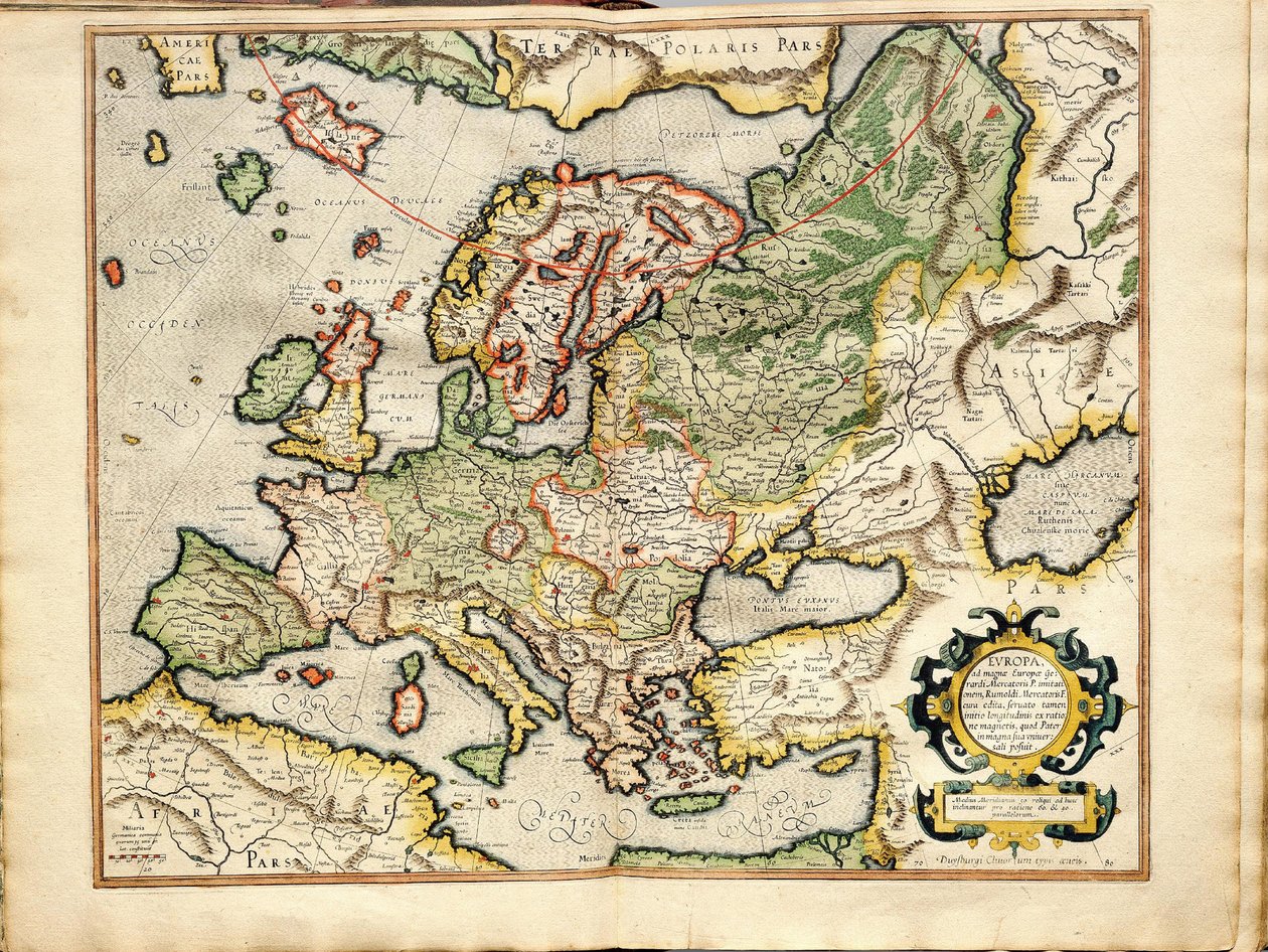 Atlas sive Cosmographicae Meditationes de Fabrica Mundi et Fabricati Fugura Europe: Livonia, Rusia de Gerardus Mercator