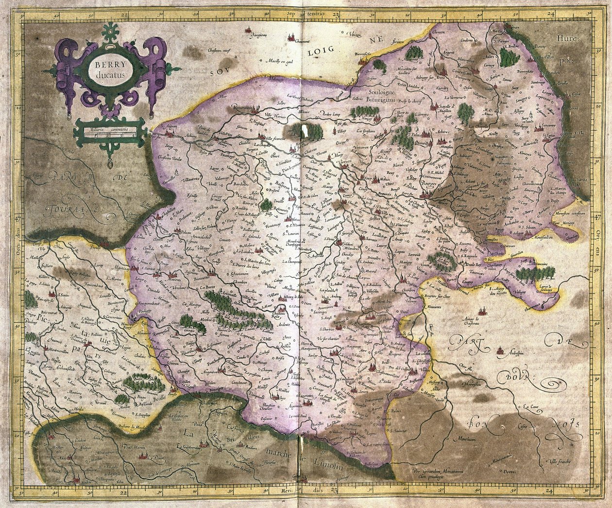 Bourges (valle del Loira), Francia (grabado) de Gerardus Mercator