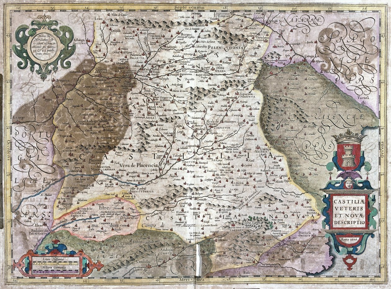 Castilla con Madrid y Toledo, España (grabado) de Gerardus Mercator