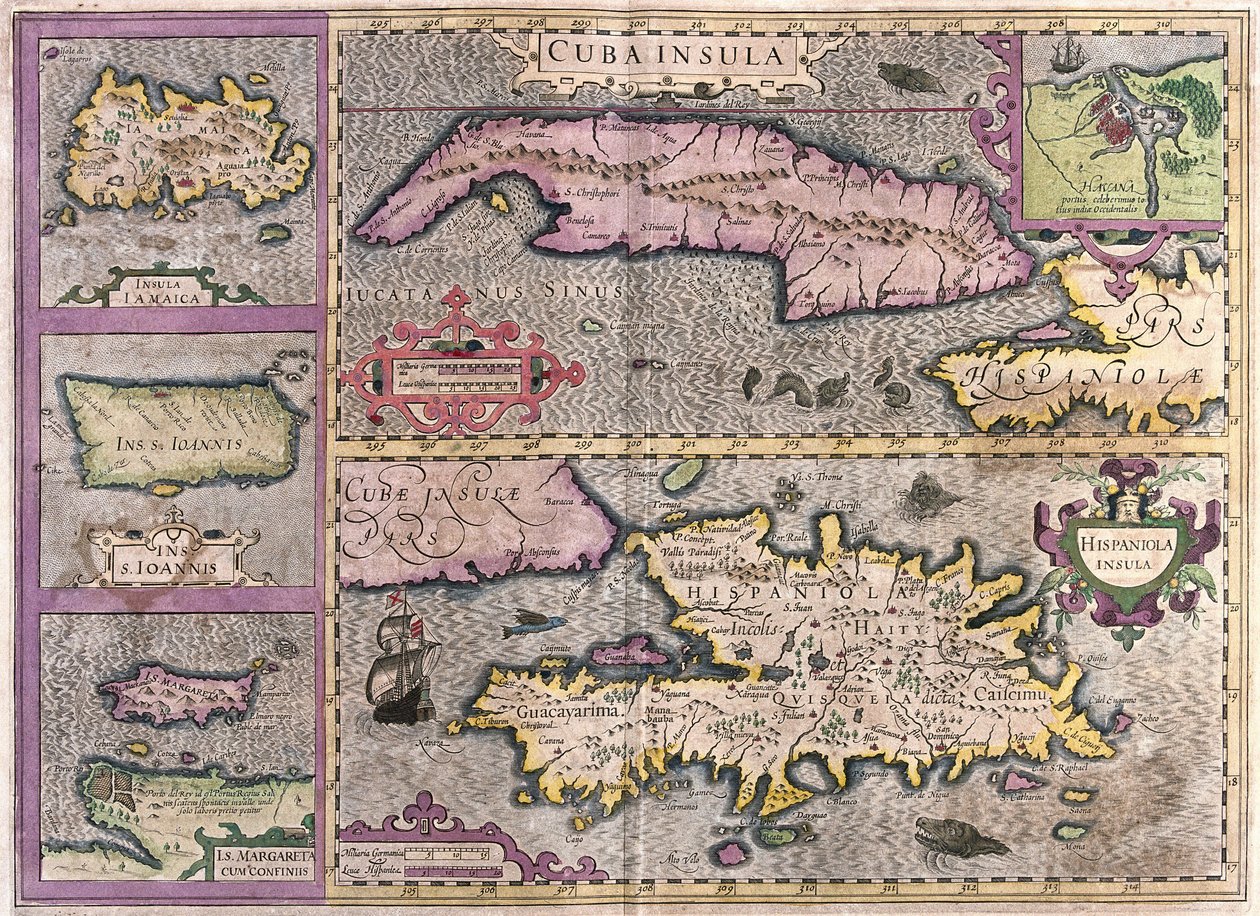 Cuba, Jamaica, Haití, Puerto Rico (Caribe) (grabado) de Gerardus Mercator