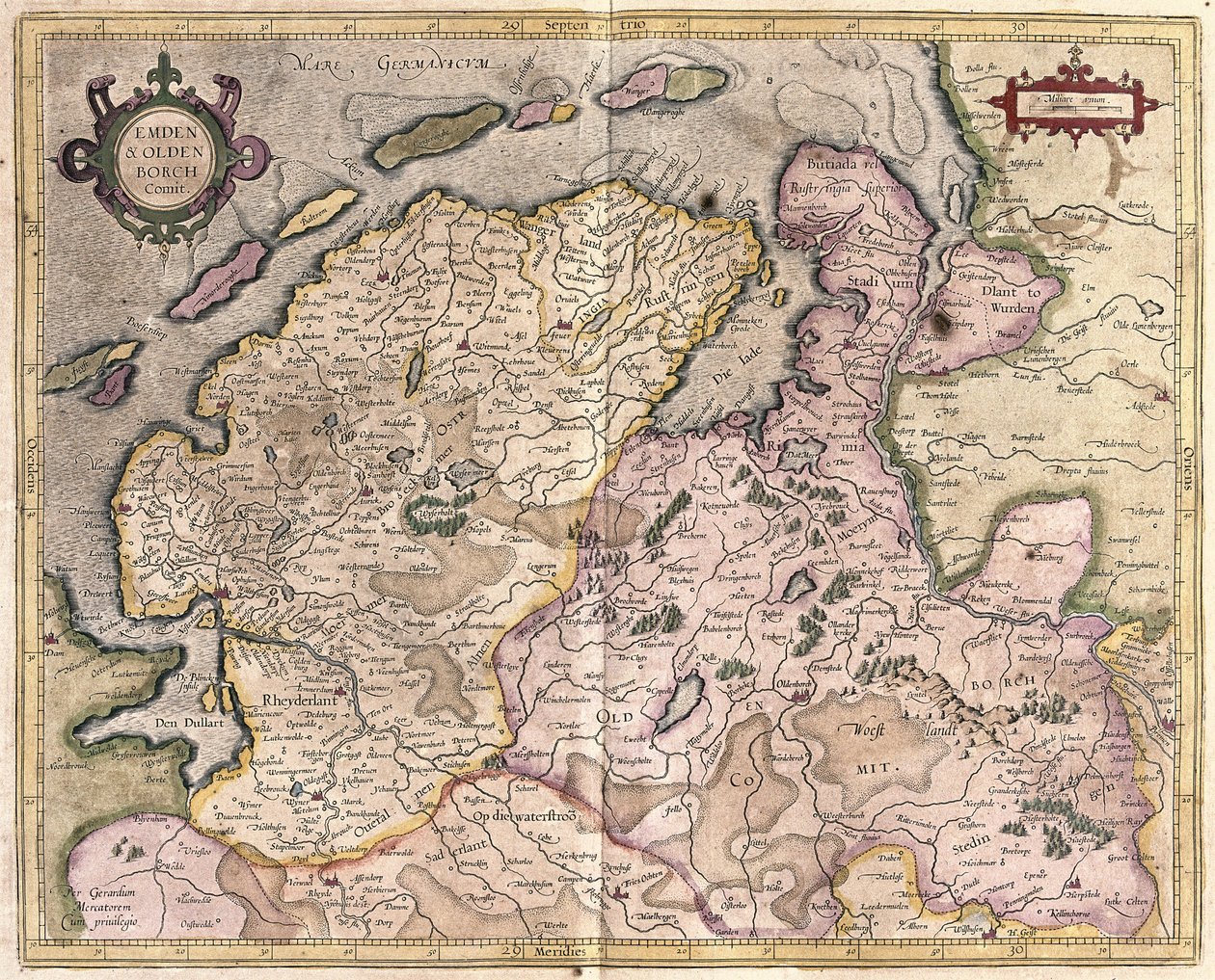 Emden y Oldenburg, Alemania (grabado) de Gerardus Mercator