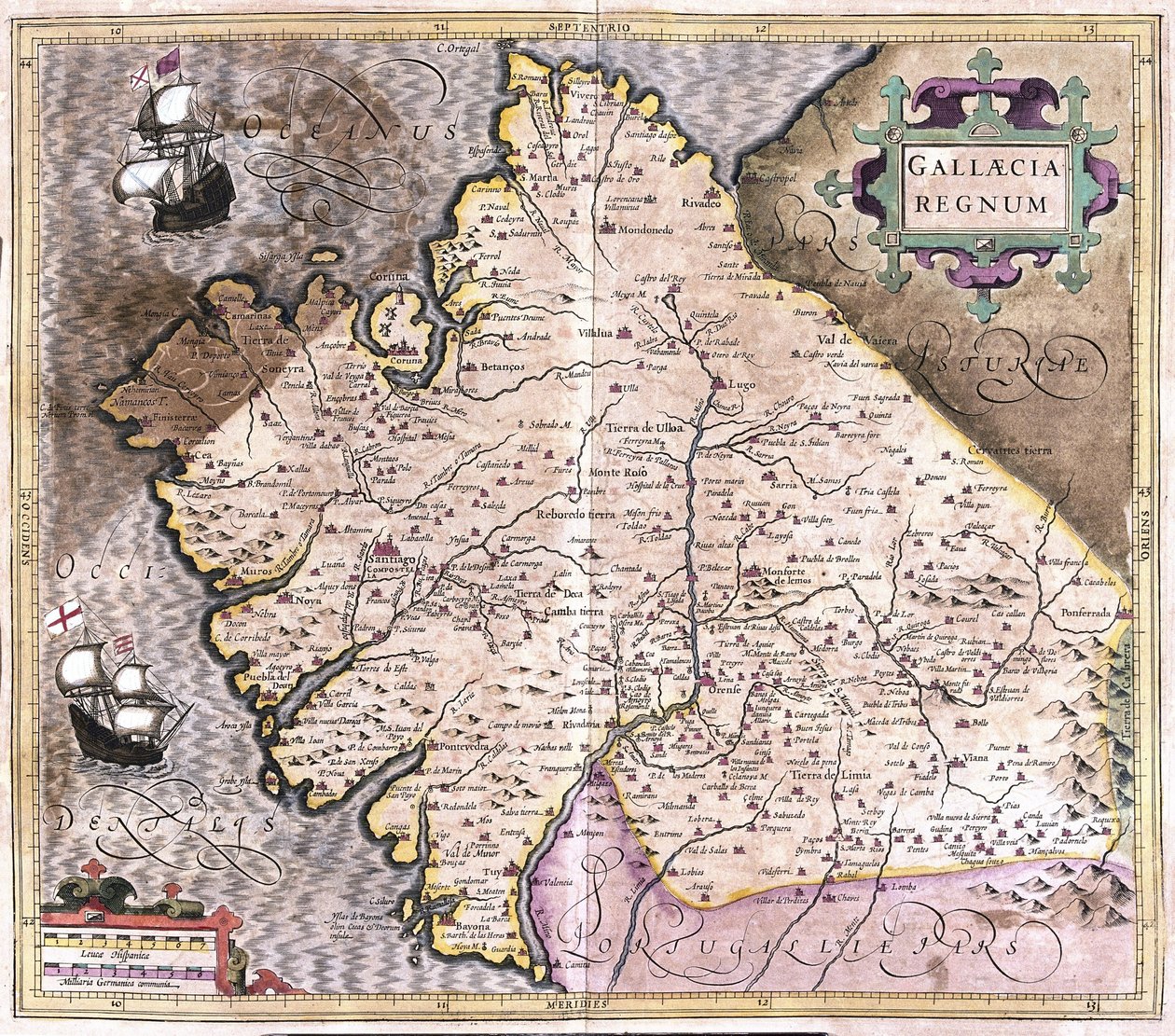 Galicia, Santiago de Compostela, Monforte de Lemos, noroeste de España de Gerardus Mercator