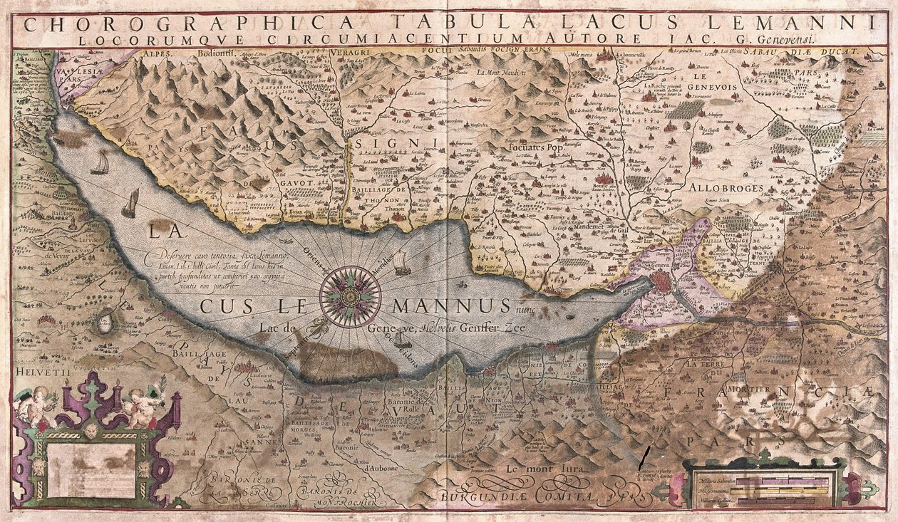 Lago de Ginebra, Suiza (grabado) de Gerardus Mercator