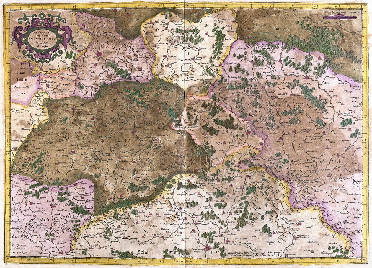 Alemania, Checoslovaquia y Polonia (grabado) de Gerardus Mercator