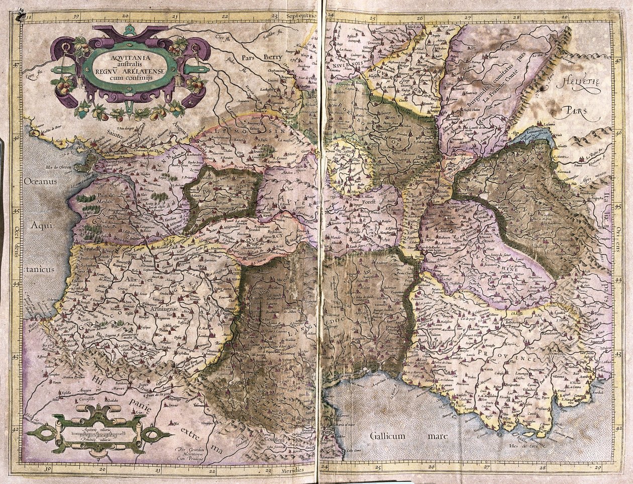 Limusina, Languedoc, Auvernia, Borgoña y Provenza, sur de Francia de Gerardus Mercator
