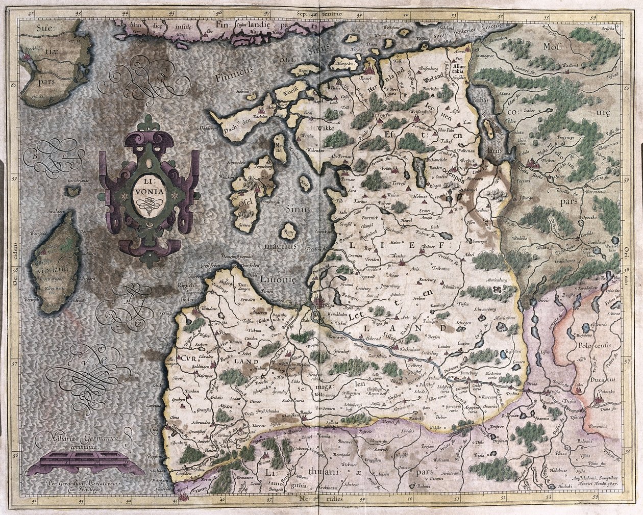 Región del Báltico Norte, Riga, Letonia (grabado) de Gerardus Mercator