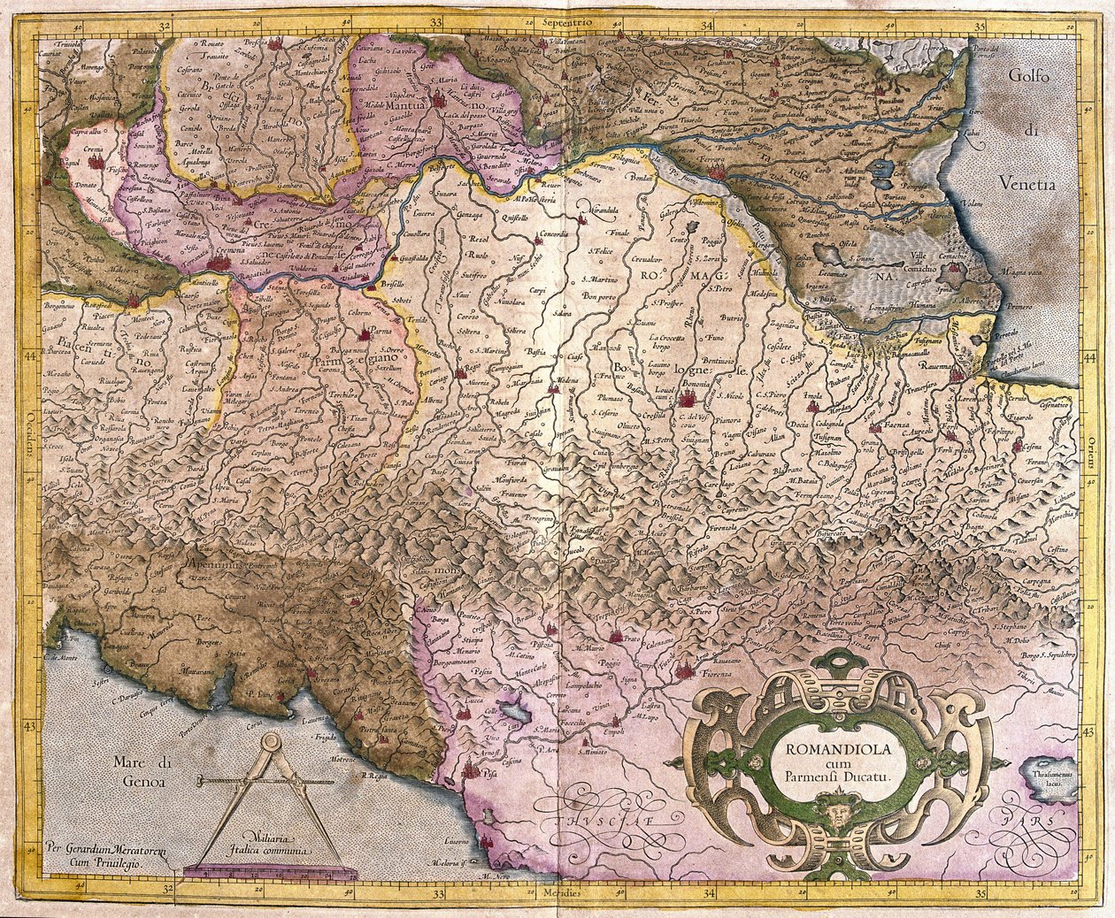 Romaña con Parma, Italia de Gerardus Mercator