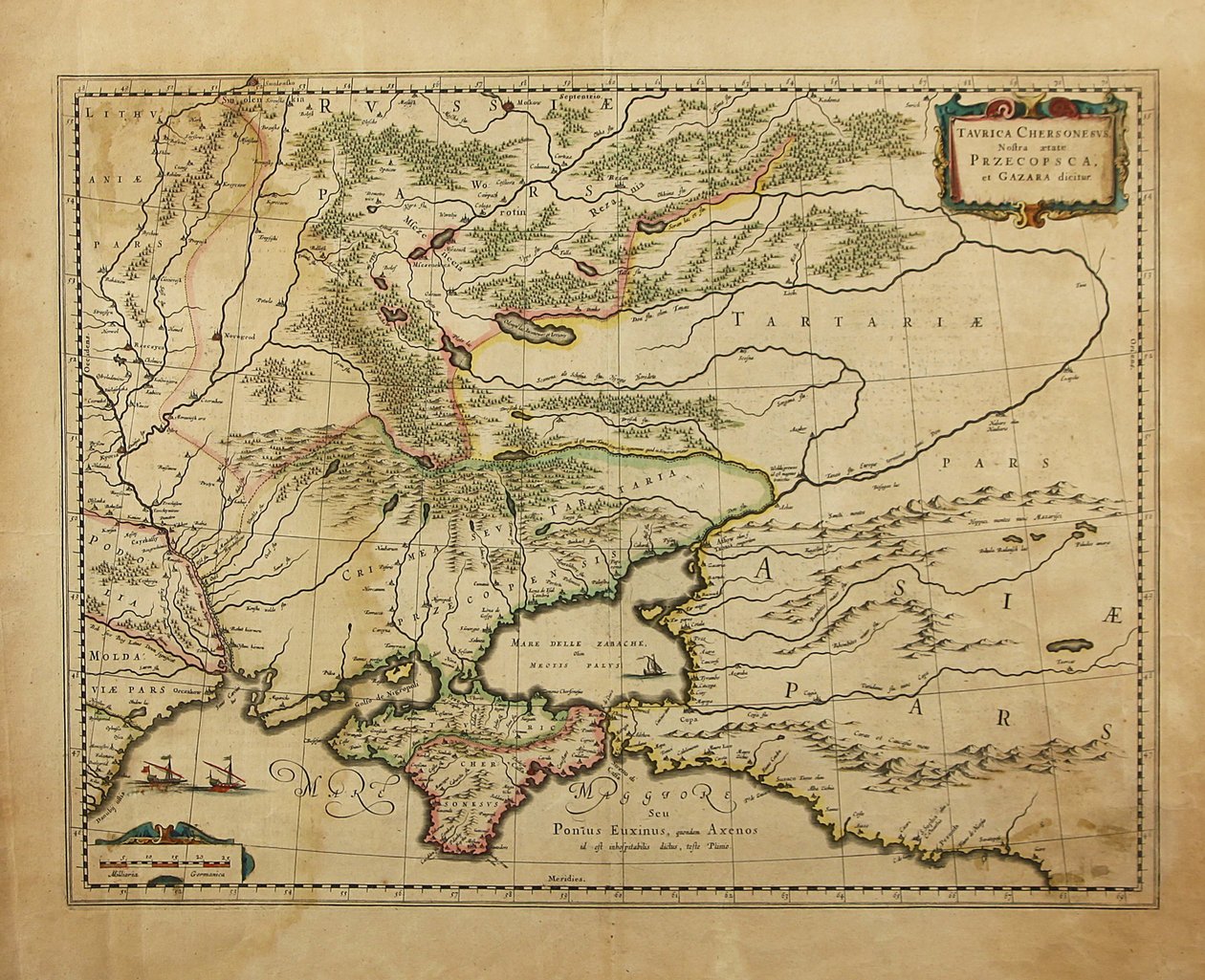 Taurica Chersonesus. Mapa de Crimea, 1595 de Gerardus Mercator