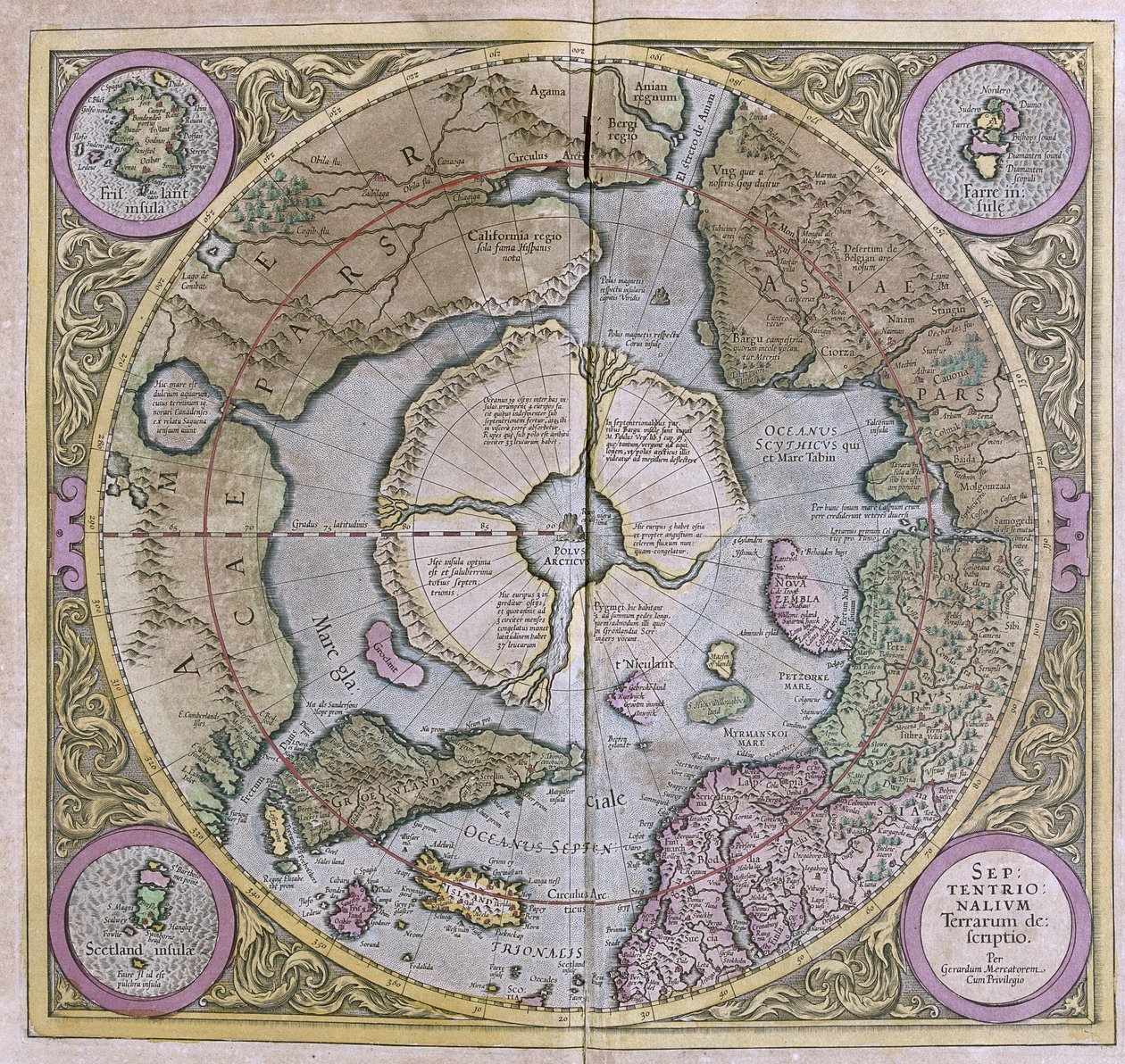 Las regiones polares del norte de Gerardus Mercator