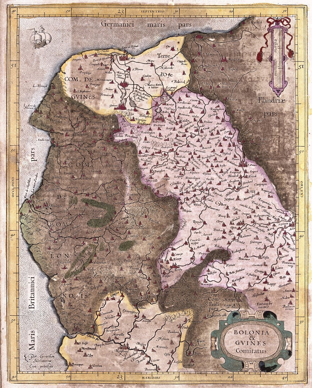 La costa desde Berck hasta Gravelines, Bélgica (grabado) de Gerardus Mercator