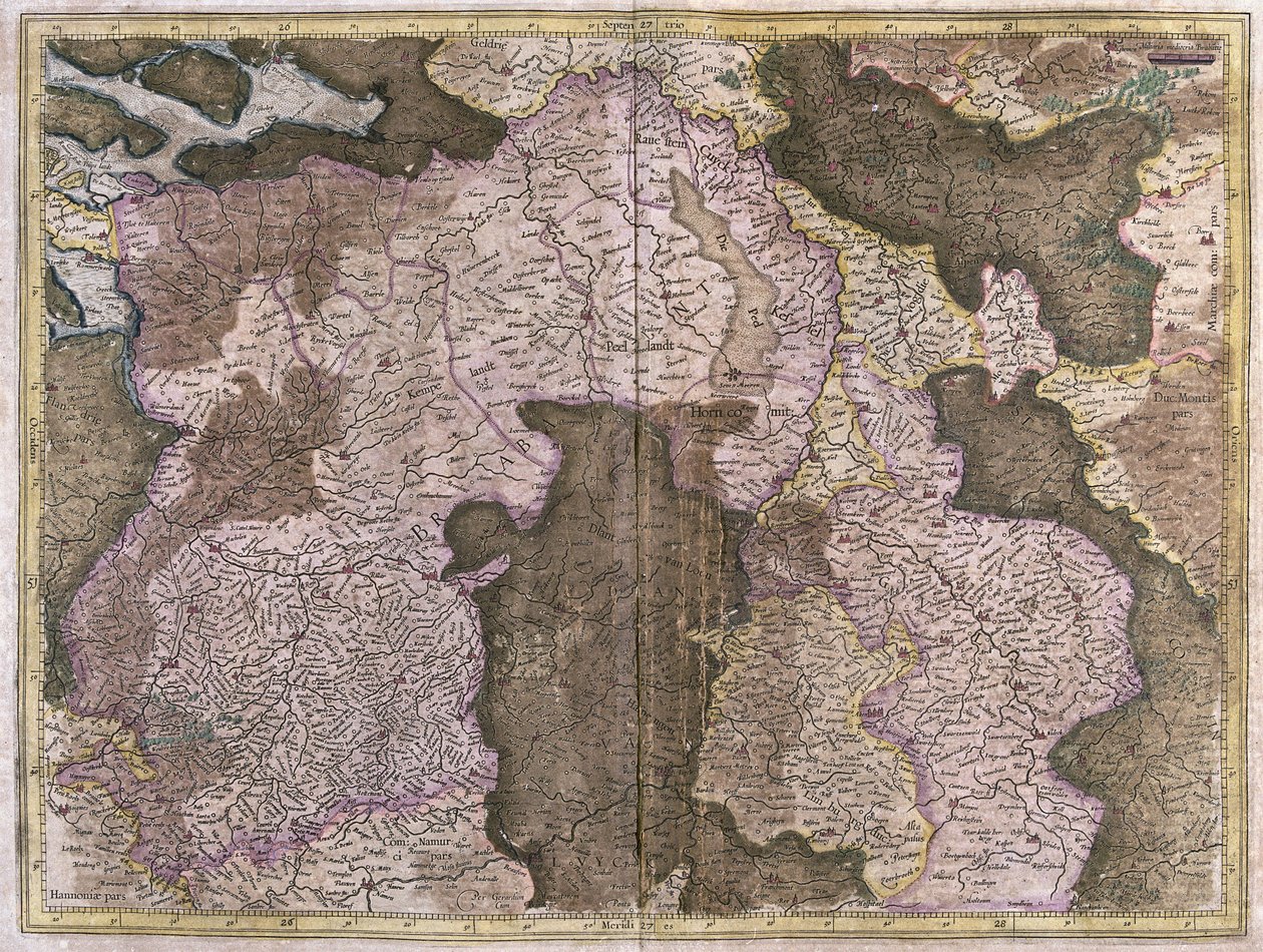 Mapa sin título de Brabante: Bélgica y Países Bajos de Gerardus Mercator