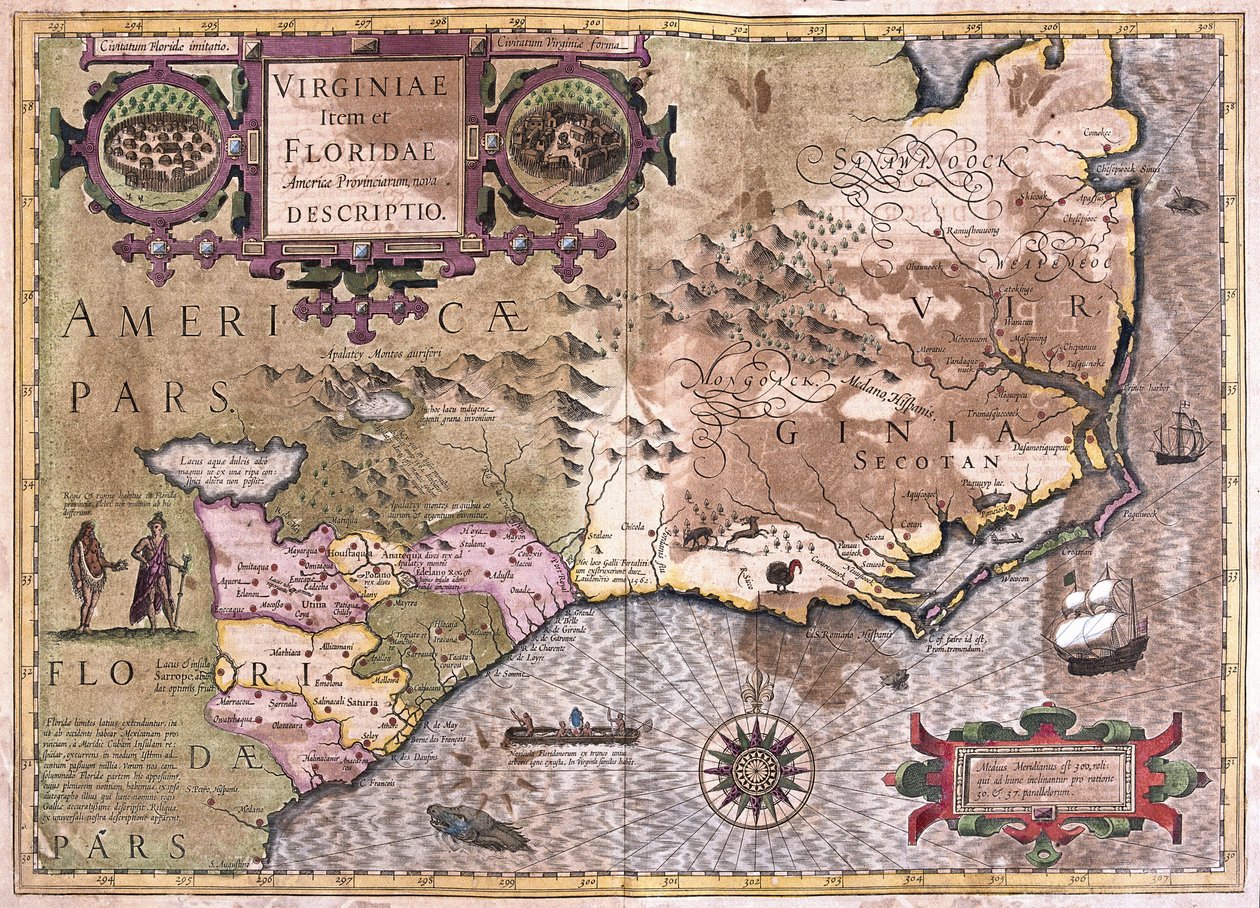 Virginia y Florida de Gerardus Mercator
