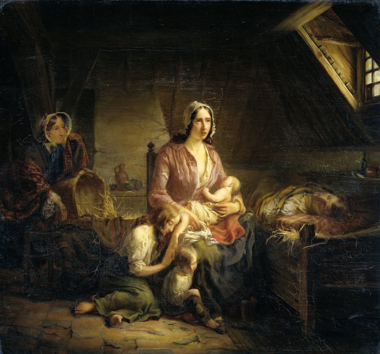 Una señora rica visita a una familia pobre de Gerardus Terlaak