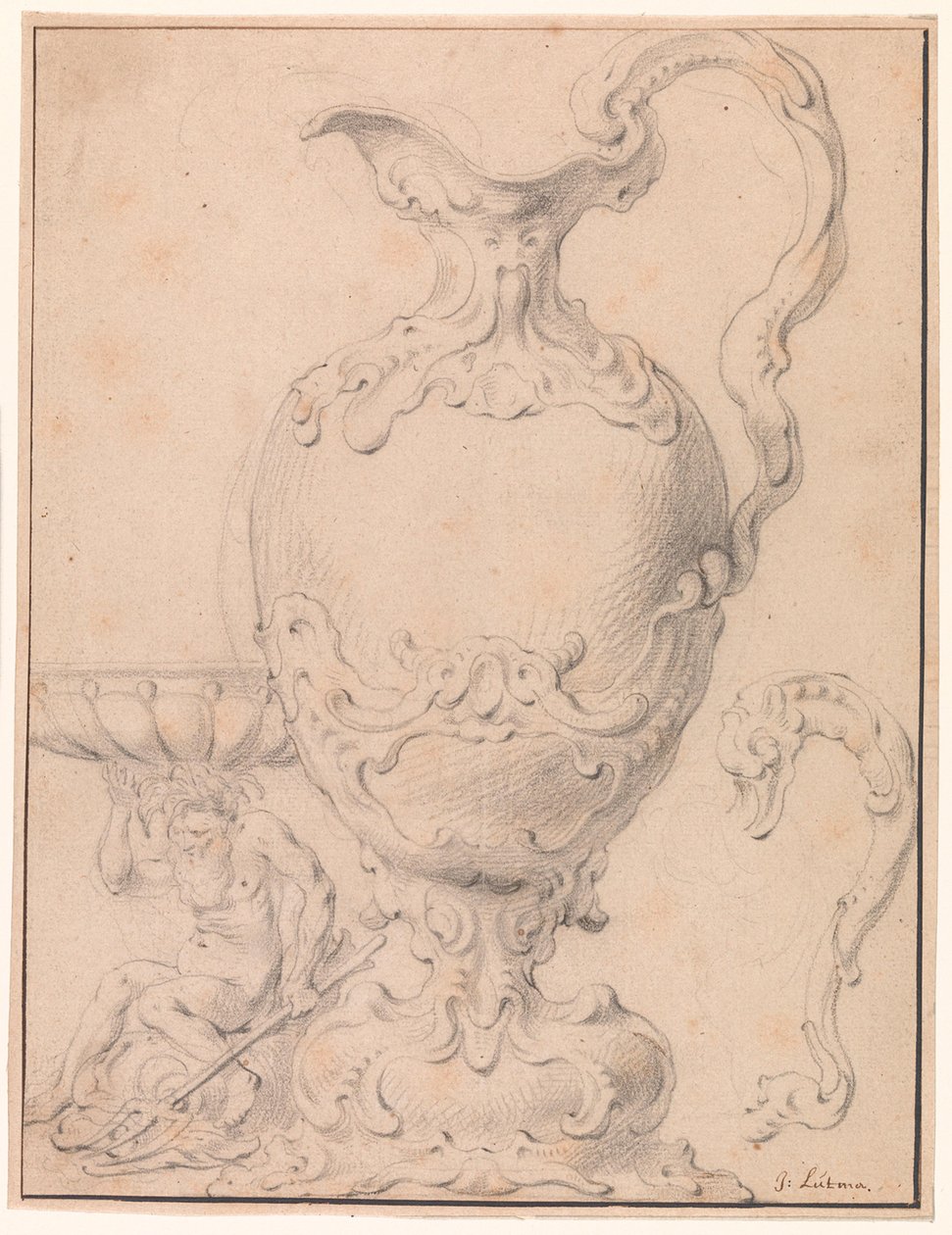 Diseño de un jarrón, un salero y un asa de Gerbrand van den Eeckhout