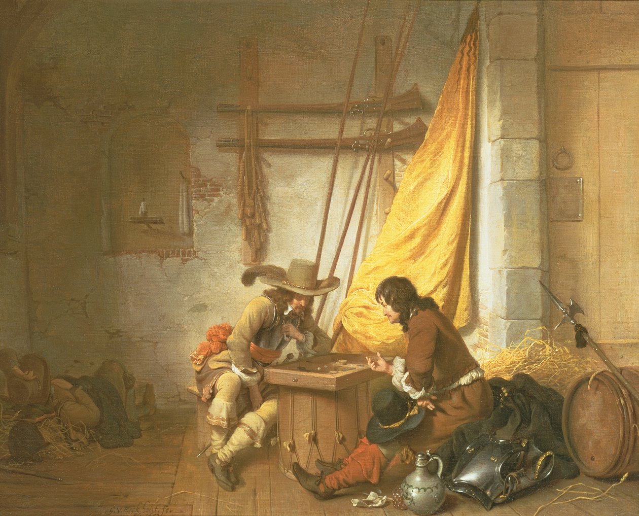 Soldados jugando al tric-trac, 1653 de Gerbrand van den Eeckhout